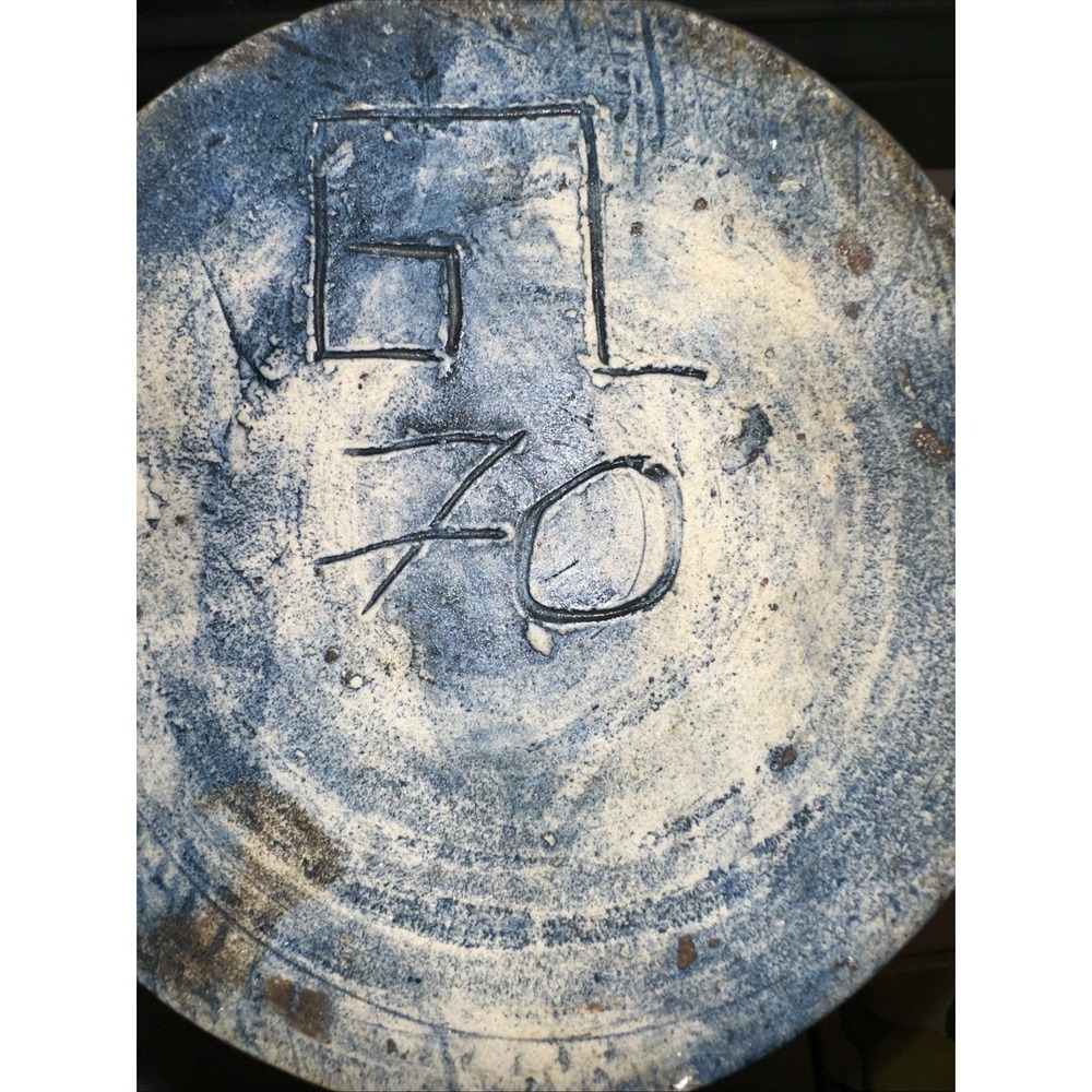 Gerhard Liebenthron Brutalist Studio Pottery Vase 12.5 Blue Black Germany 1970s - Picture 8 of 8